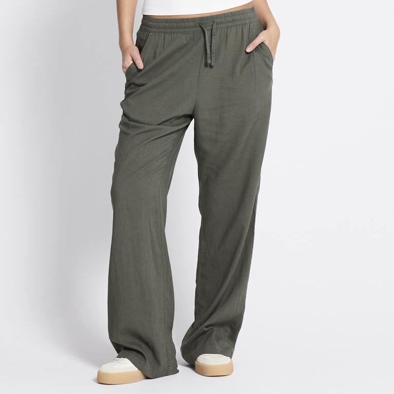 Linen blend pants "Denise" Army Green